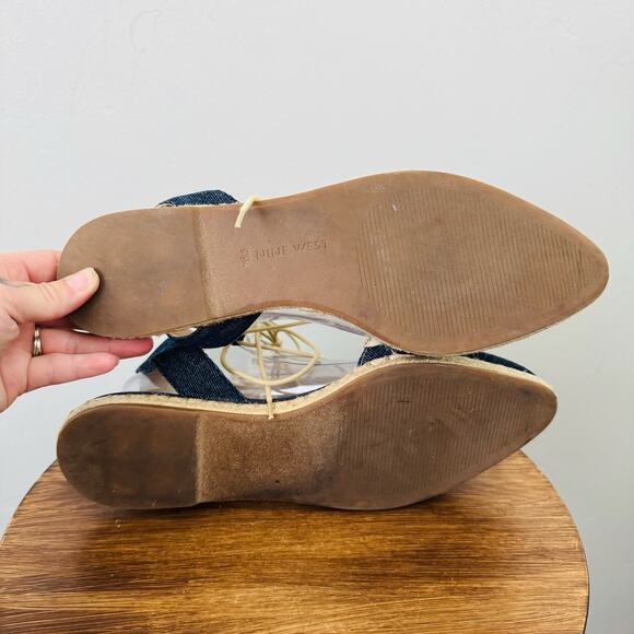 Nine West Navy Blue Canvas Unah Toe Sandals Women’s Size 9.5 - Picture 7 of 10